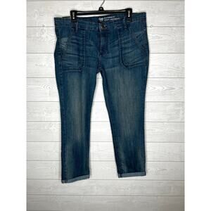 Gap Factory medium indigo boyfriend patch pocket ankle jeans Size 16R